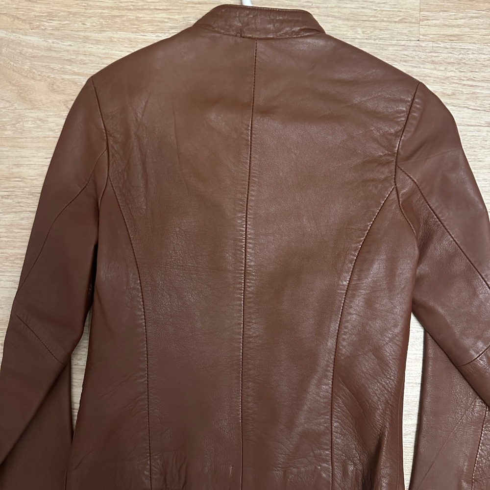 Chic Brown Leather Jacket - image 3